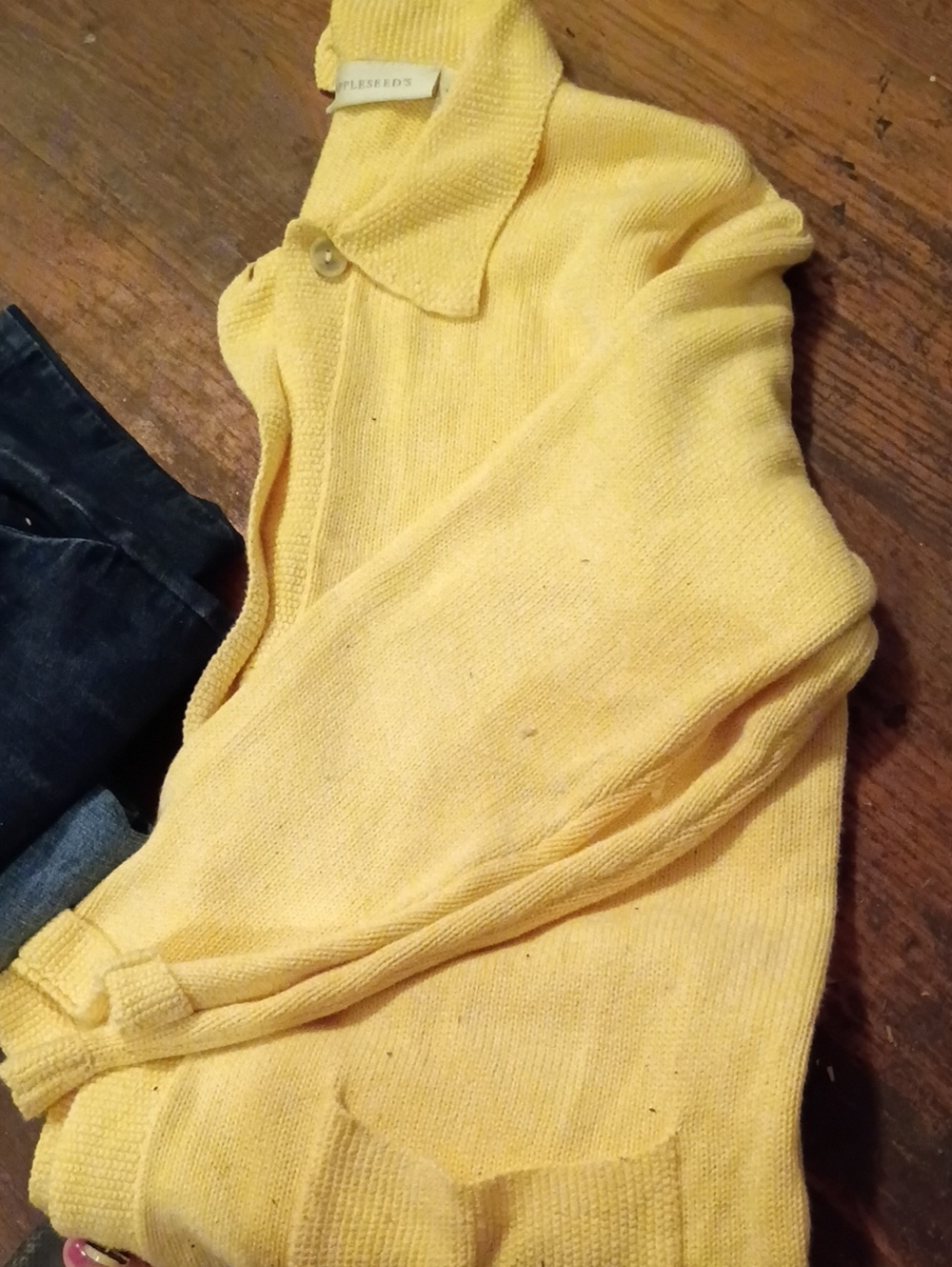 APPLESEED'S Vibtant Yellow Button Classic Cardigan